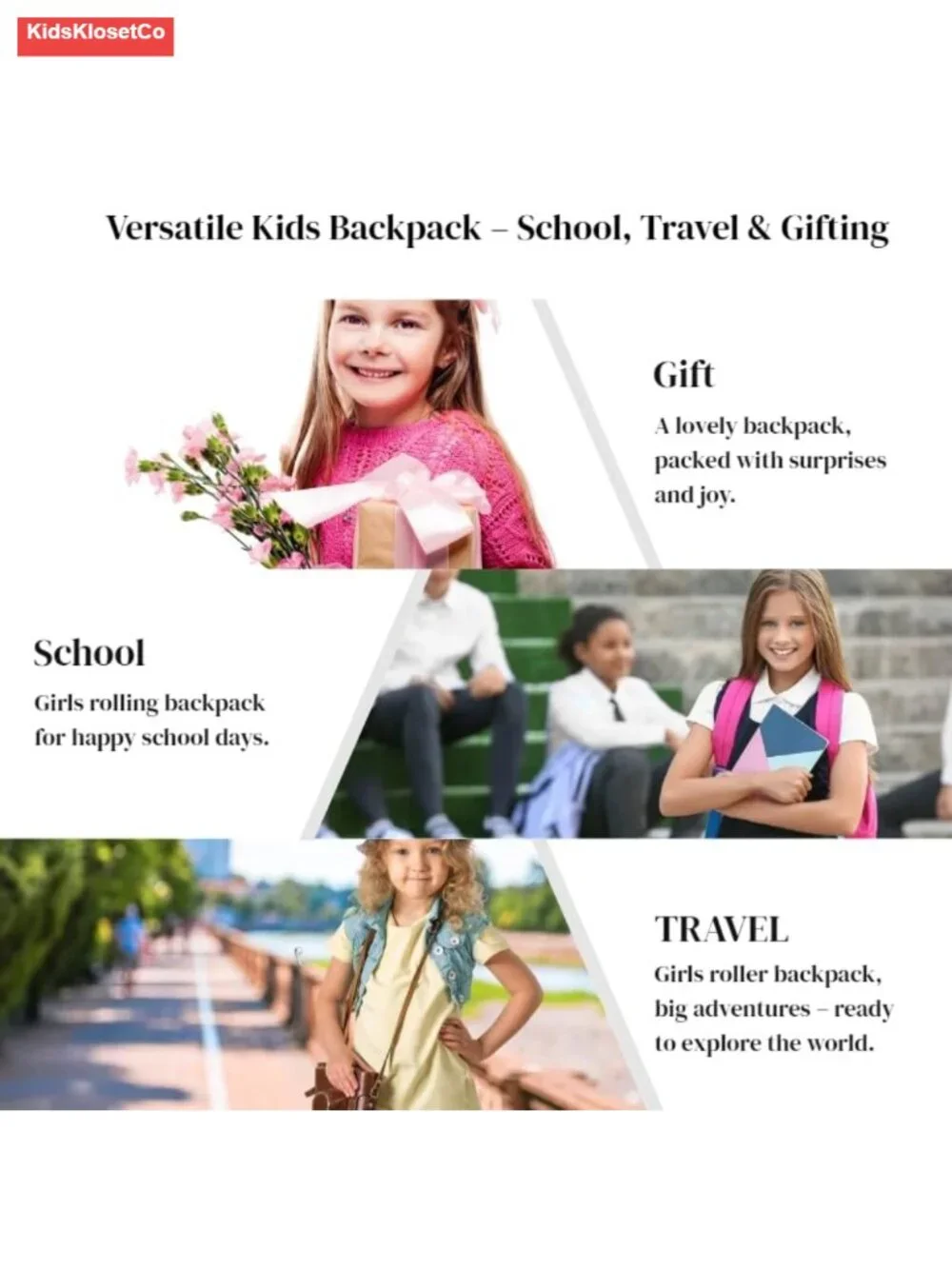 Kids Rolling Backpack with Wheels for School, Nylon, Adjustable Trolley